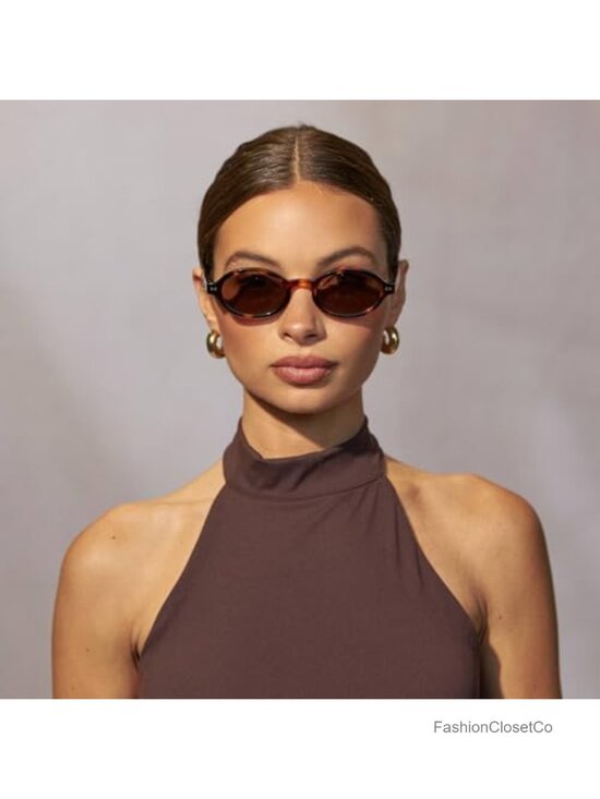 Vintage-Inspired Oval Sunglasses with Lightweight Frame and 100% UV Protection